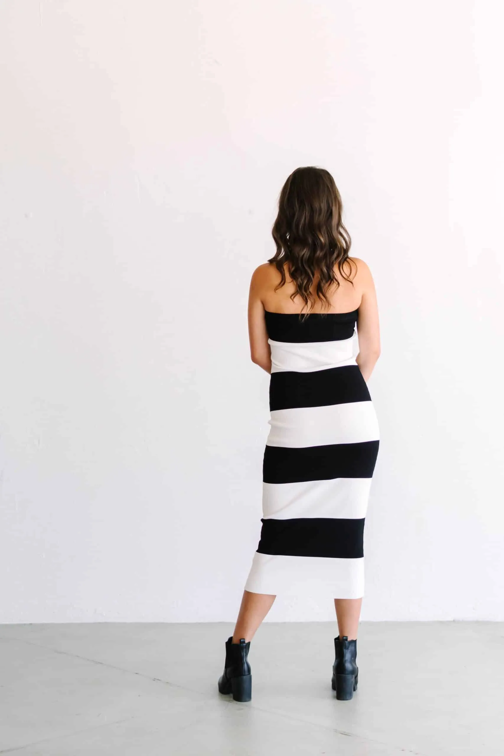 Striped Sweetheart Midi Dress