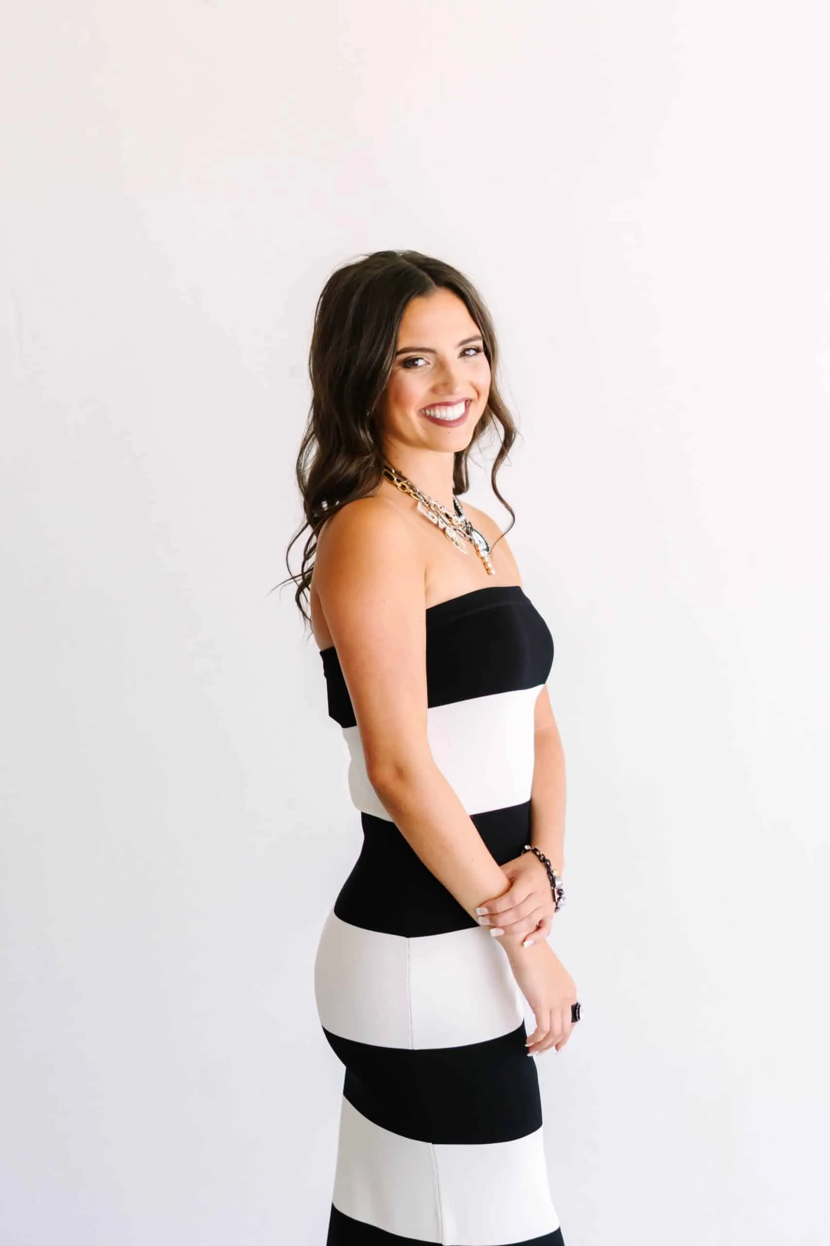 Striped Sweetheart Midi Dress