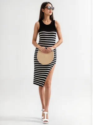Striped Tank Bodycon Midi Dress