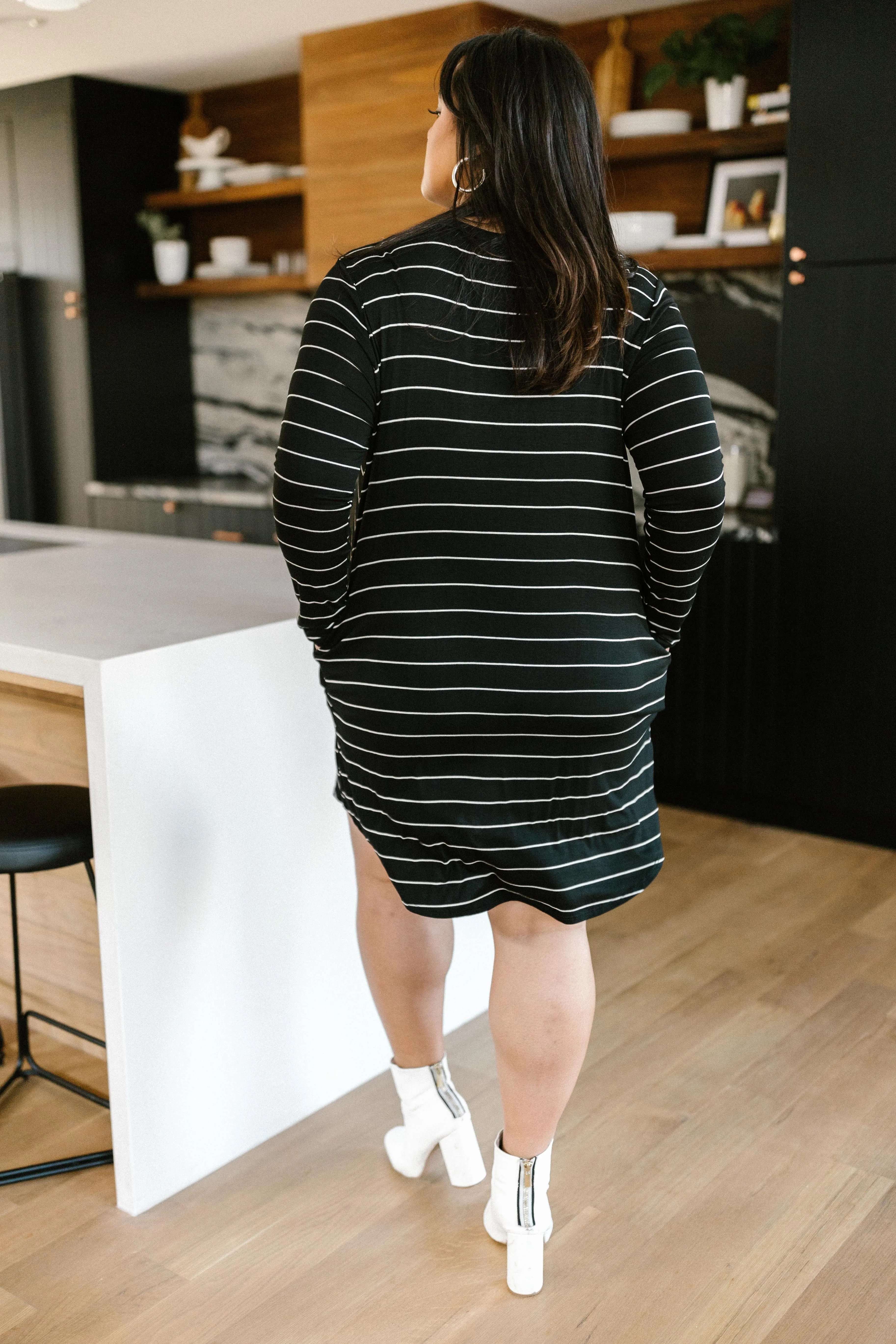Stripes For Likes Dress in Black