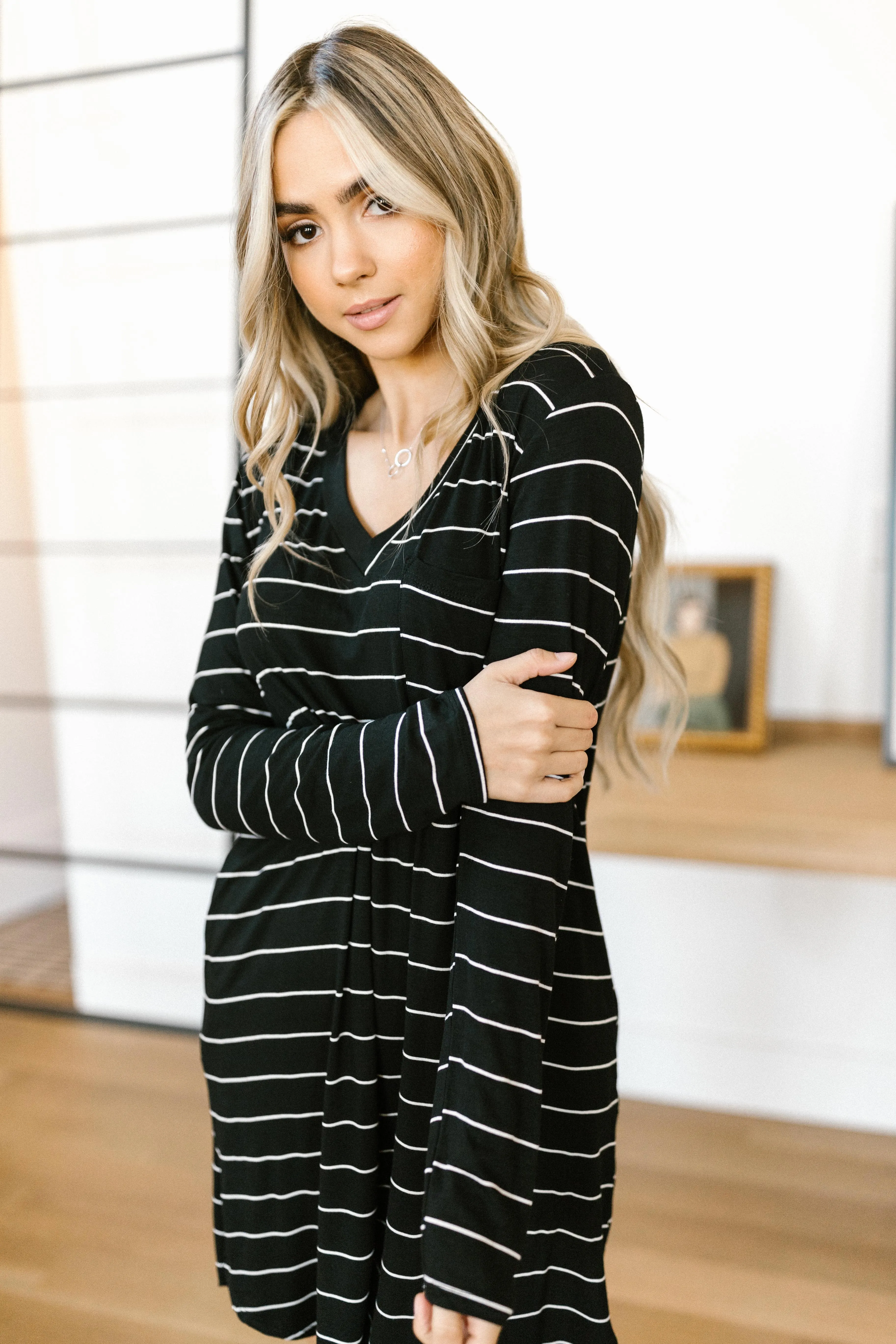 Stripes For Likes Dress in Black