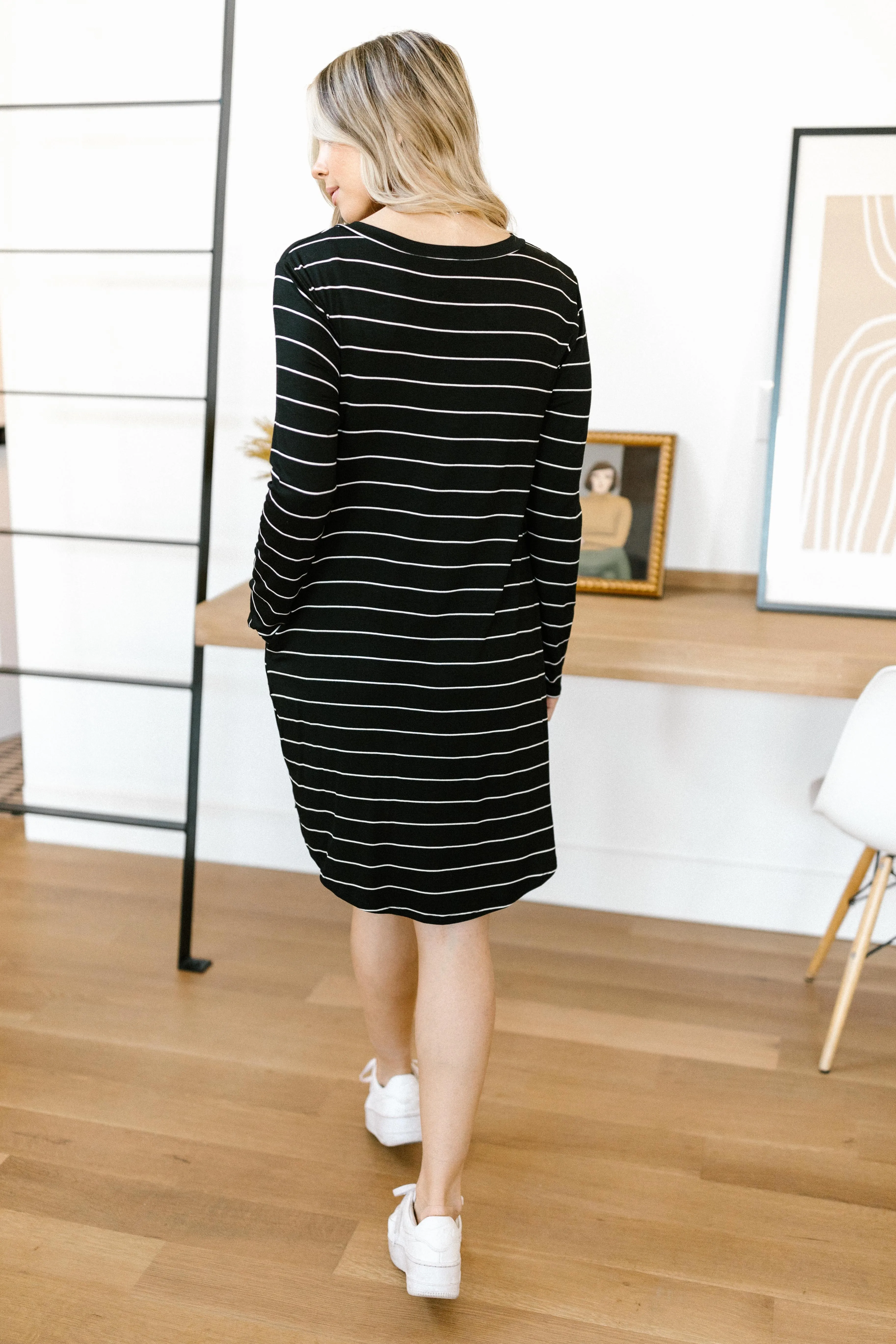 Stripes For Likes Dress in Black