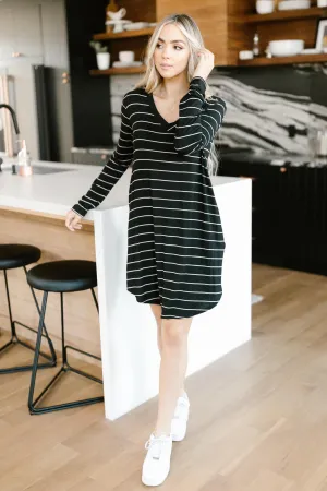 Stripes For Likes Dress in Black