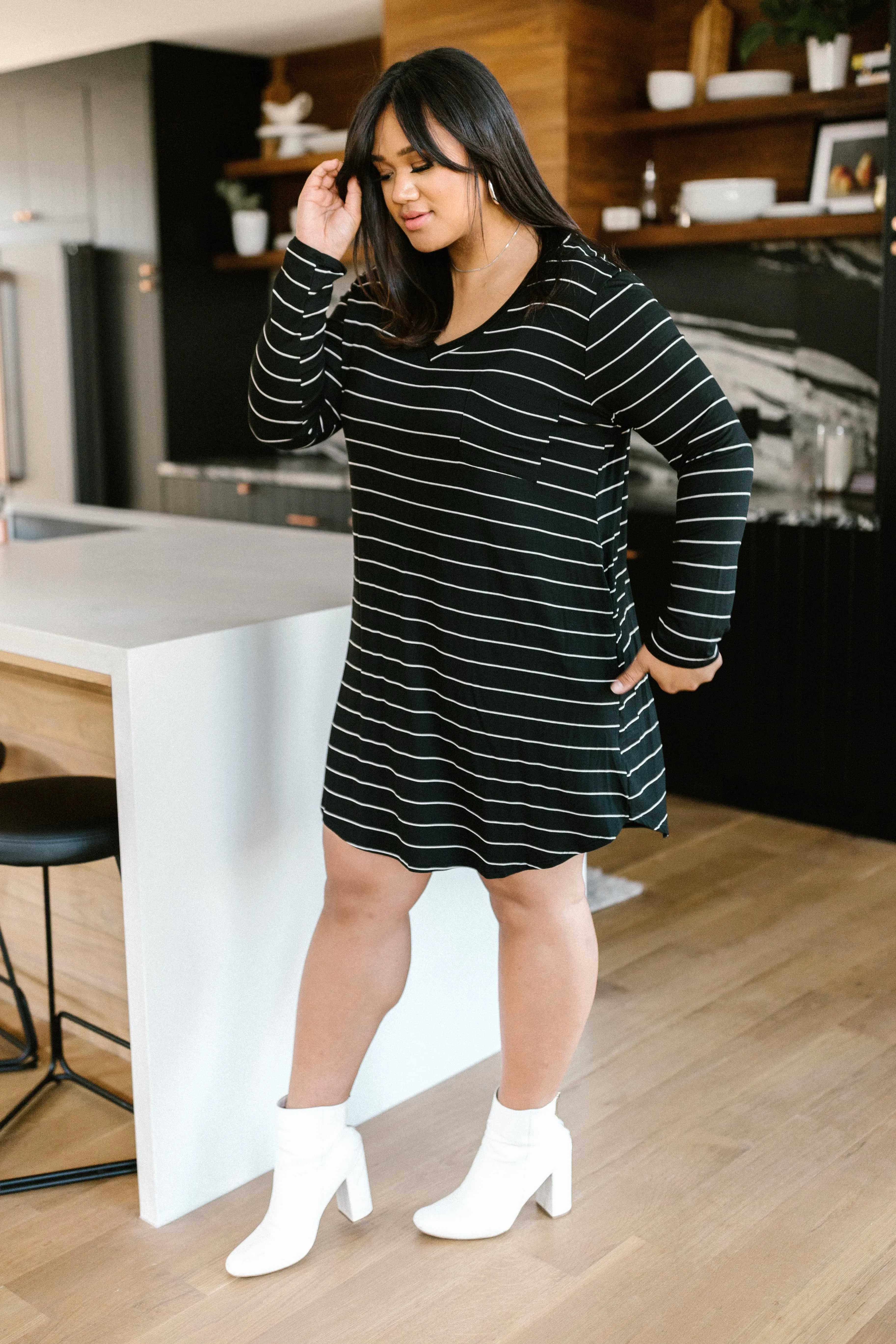 Stripes For Likes Dress in Black