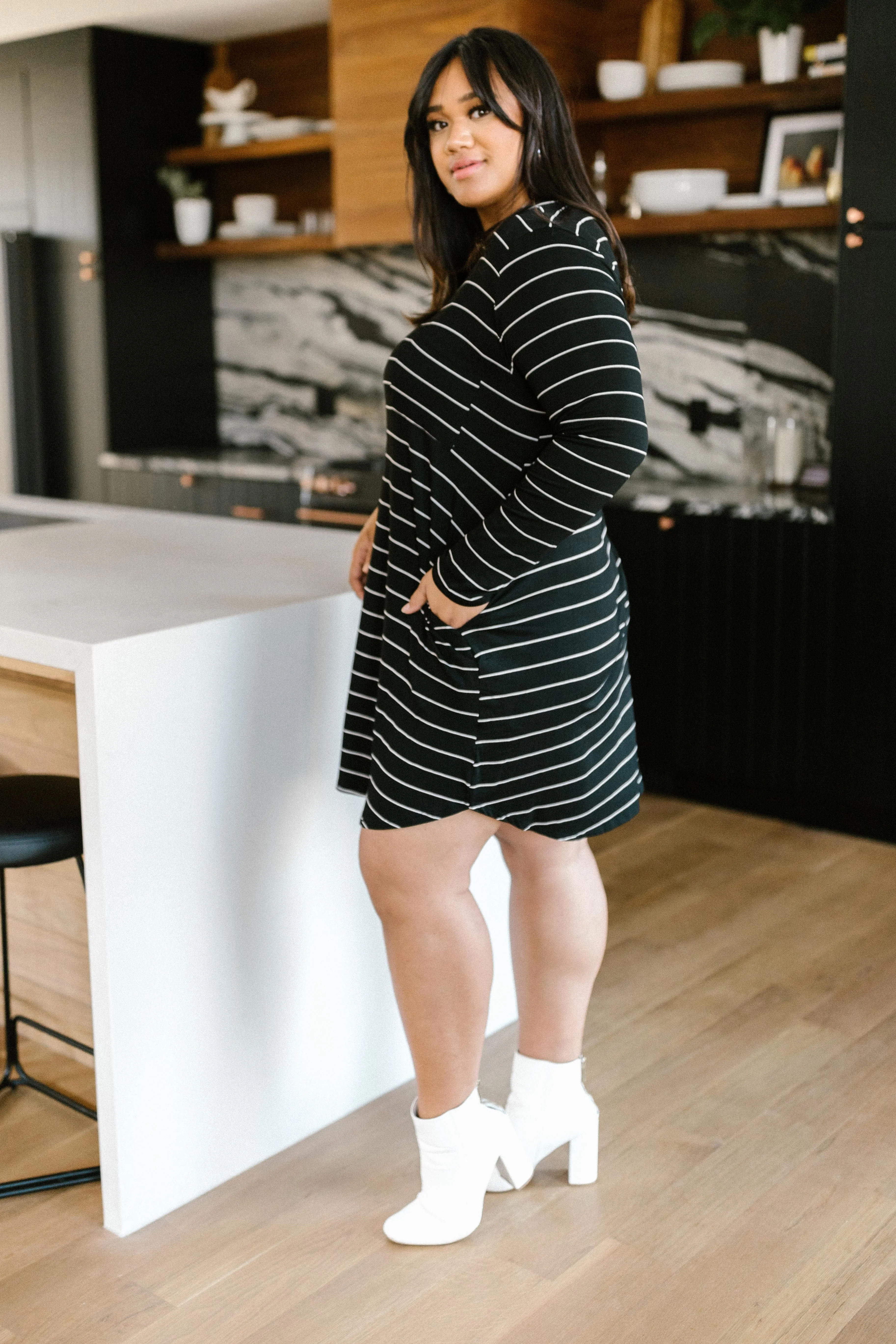 Stripes For Likes Dress in Black