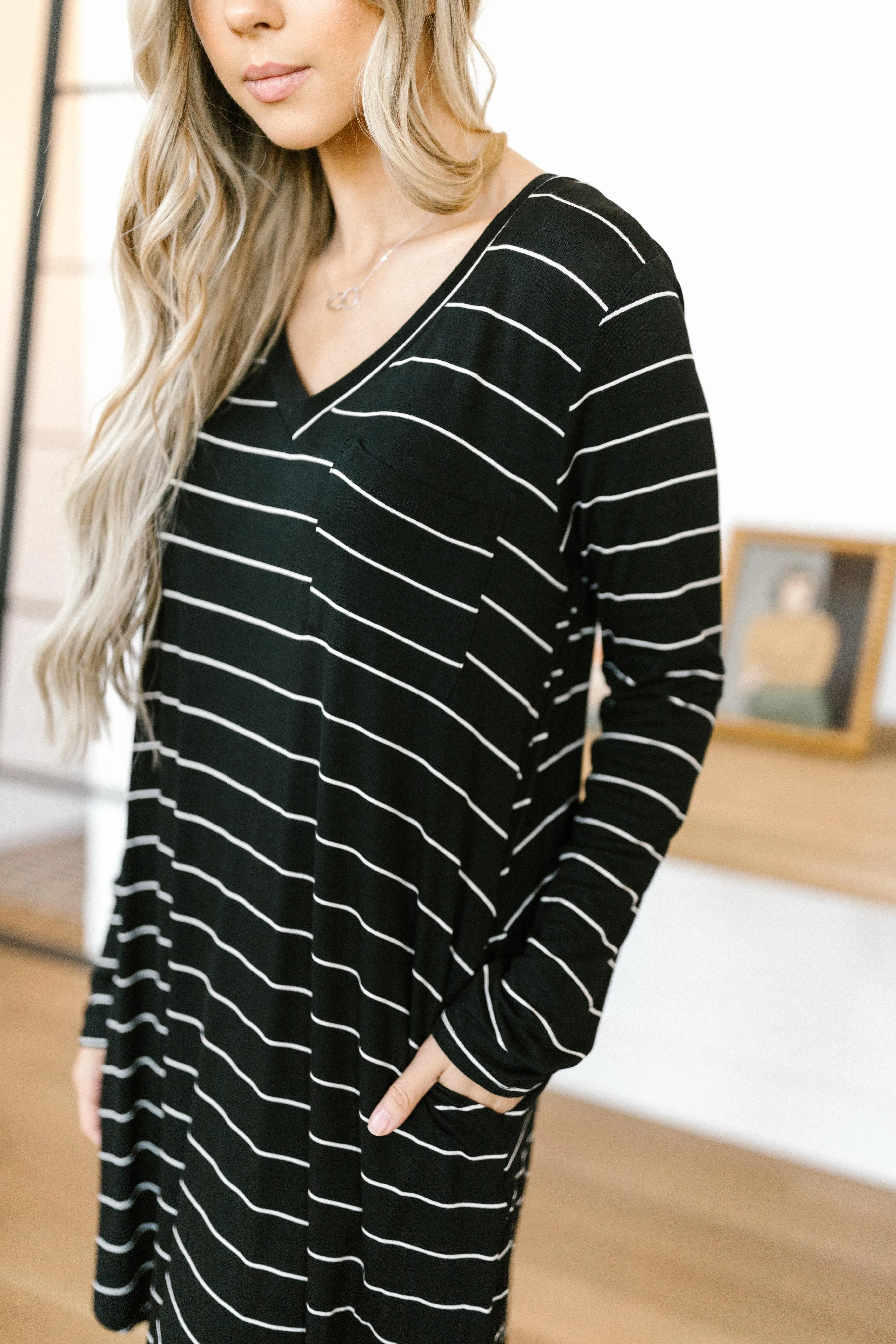 Stripes For Likes Dress in Black