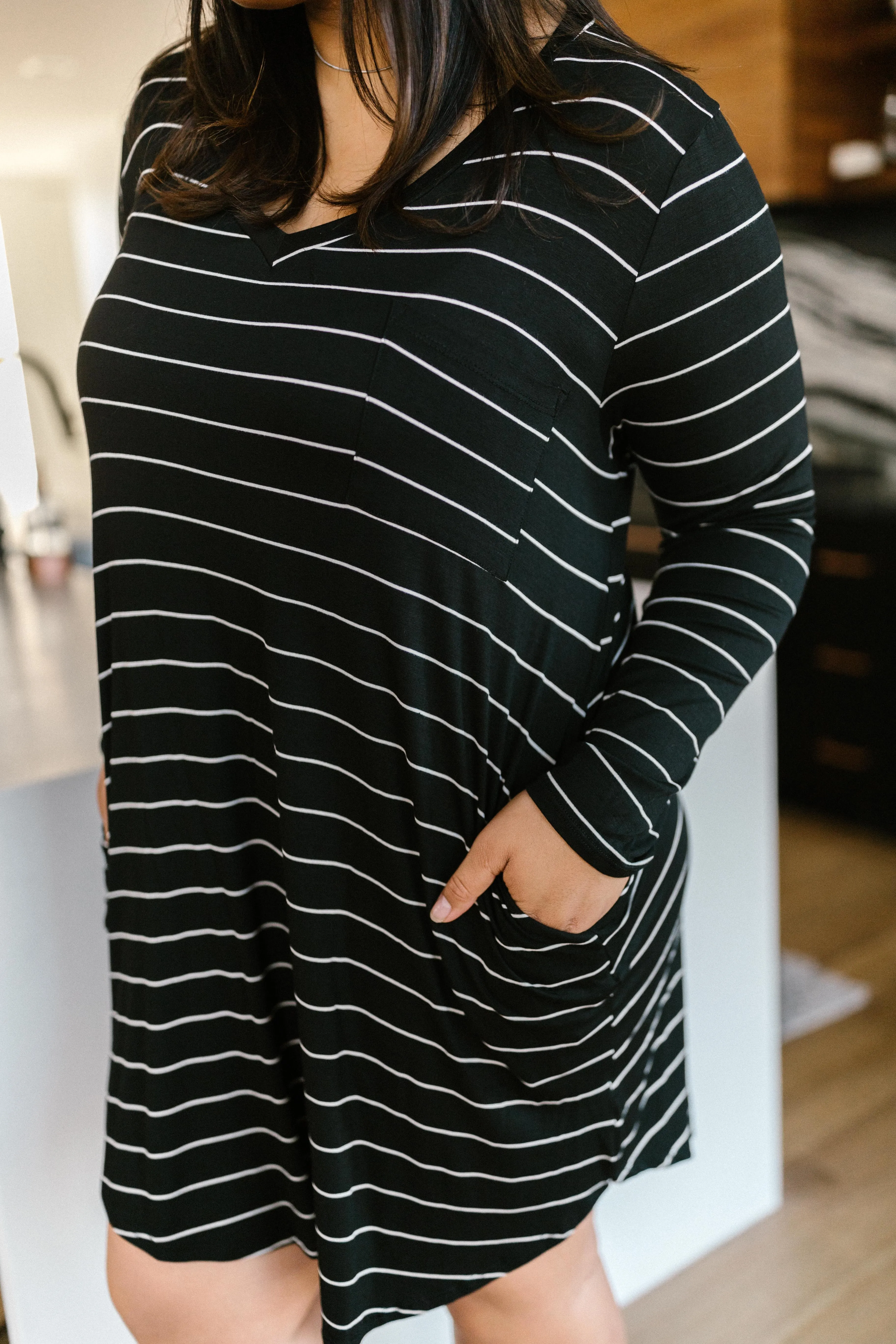 Stripes For Likes Dress in Black