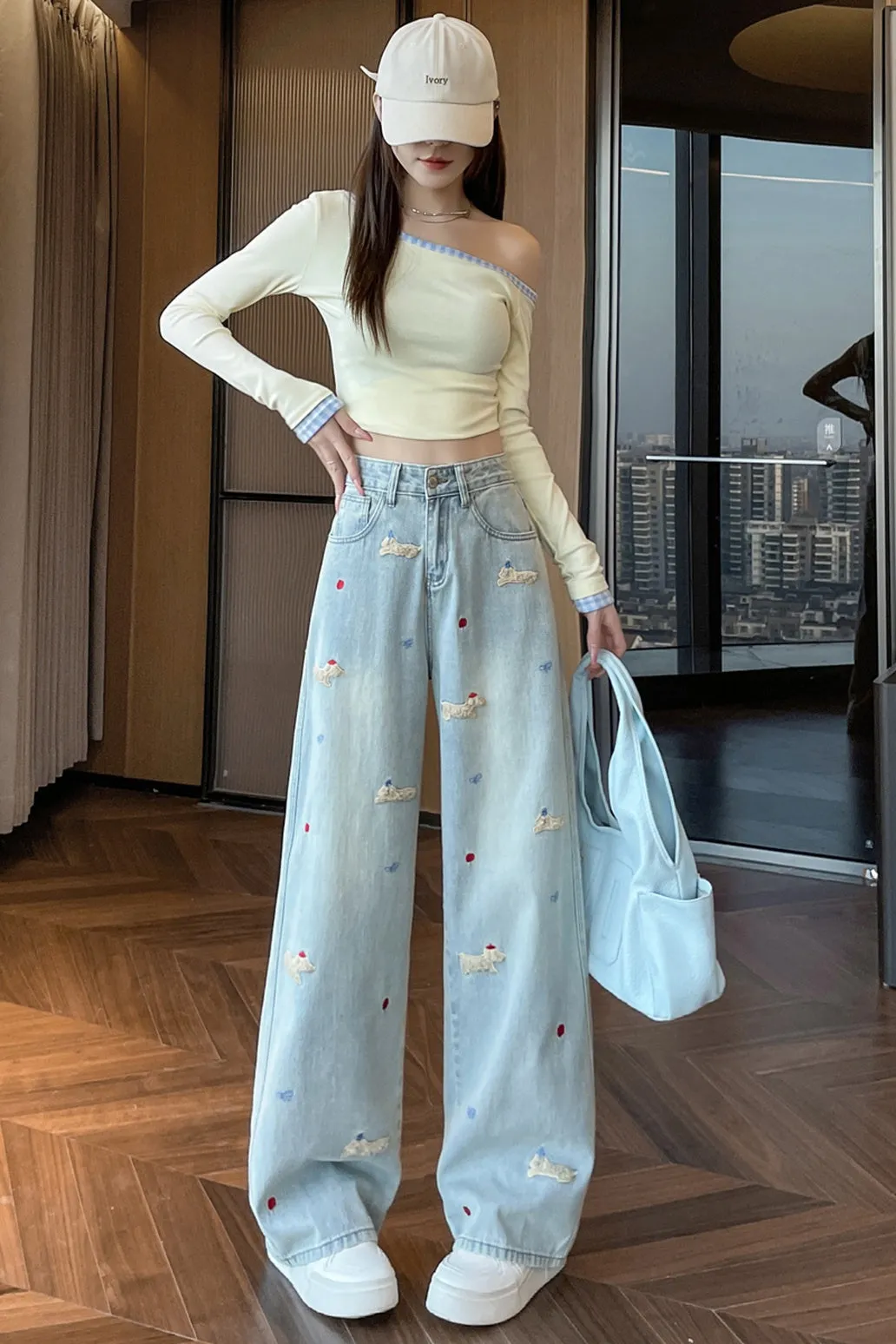 Stylish Embroidered Straight Leg Jeans for Women with a Unique Touch