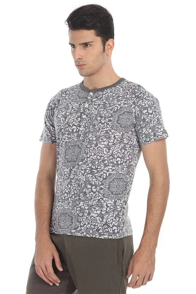 Super Soft Printed Short Sleeve Henley