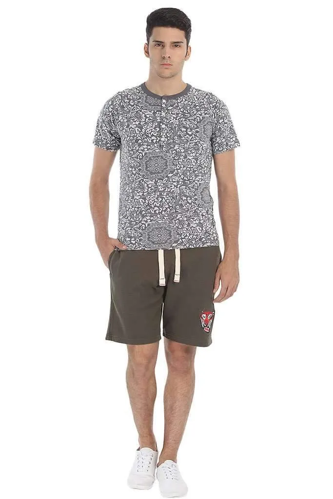 Super Soft Printed Short Sleeve Henley