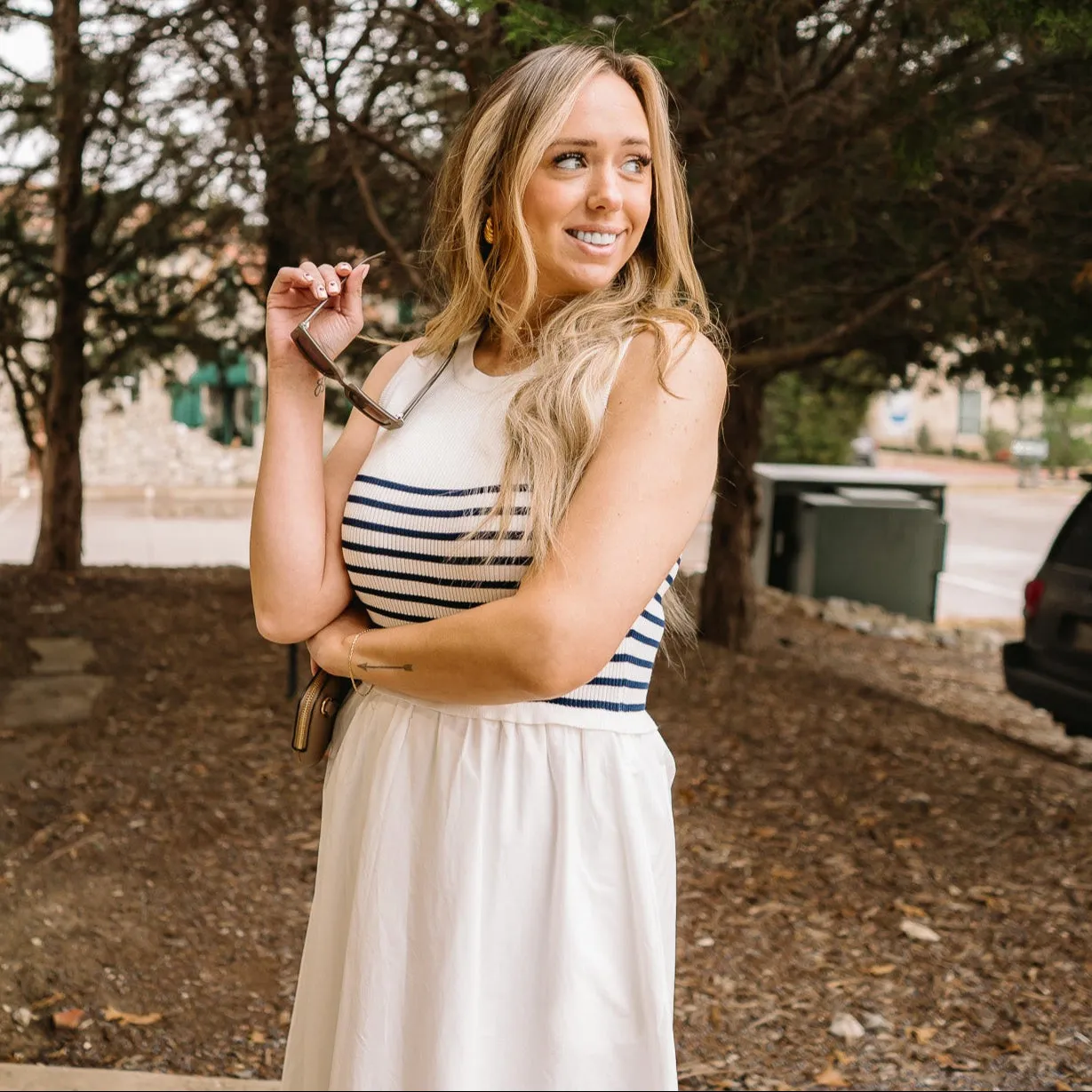 Sweet Desire Striped Knit Tank Midi Dress