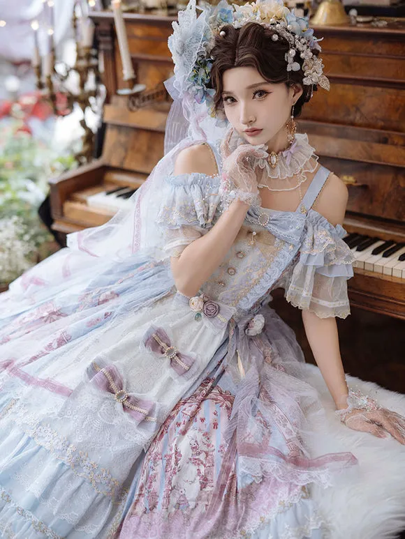 Sweet Lolita Dress Polyester Sleeveless Lolita Wedding Dress Bride Lolita Dress