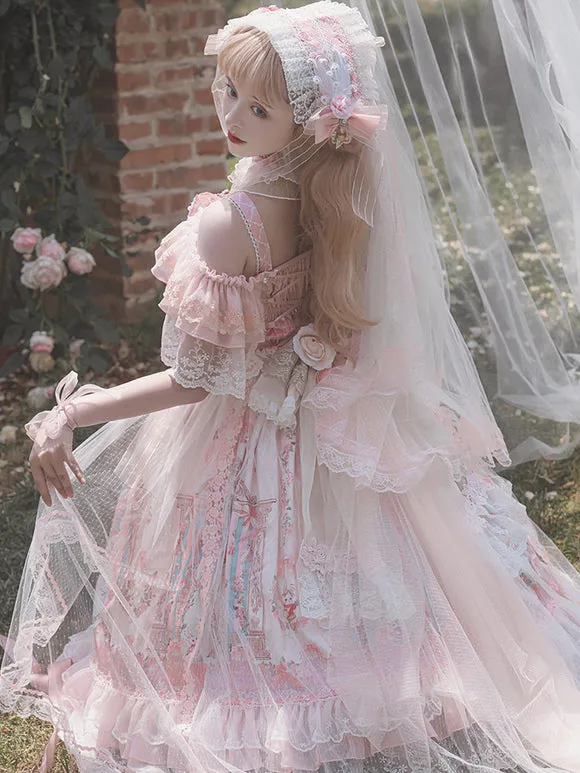 Sweet Lolita Dress Polyester Sleeveless Lolita Wedding Dress Bride Lolita Dress