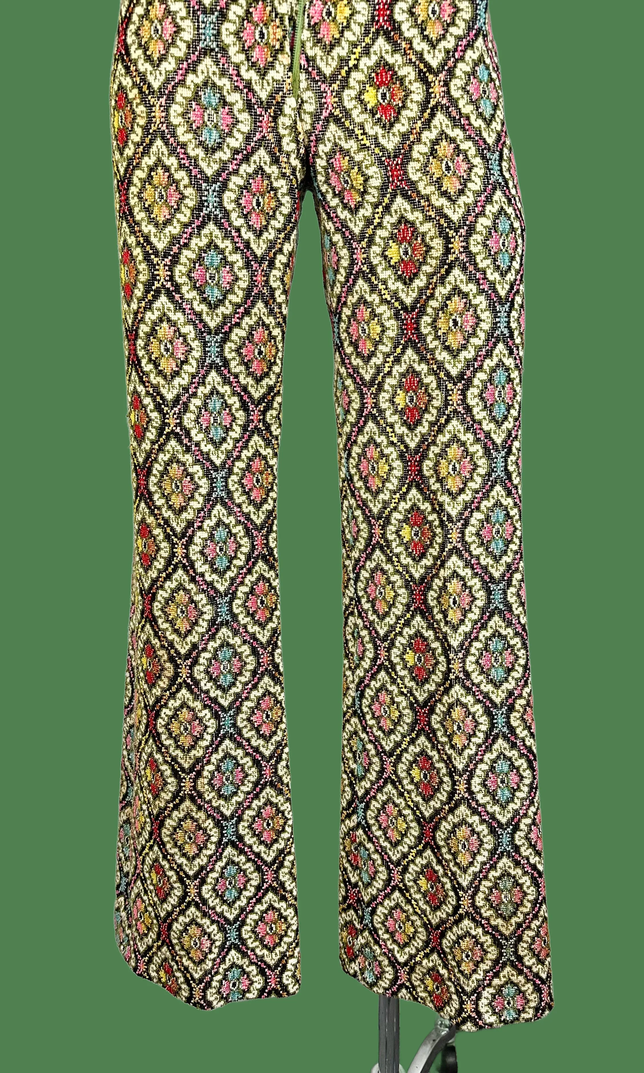 TAPESTRY PANTS Vintage 60s Bell Bottoms • Small