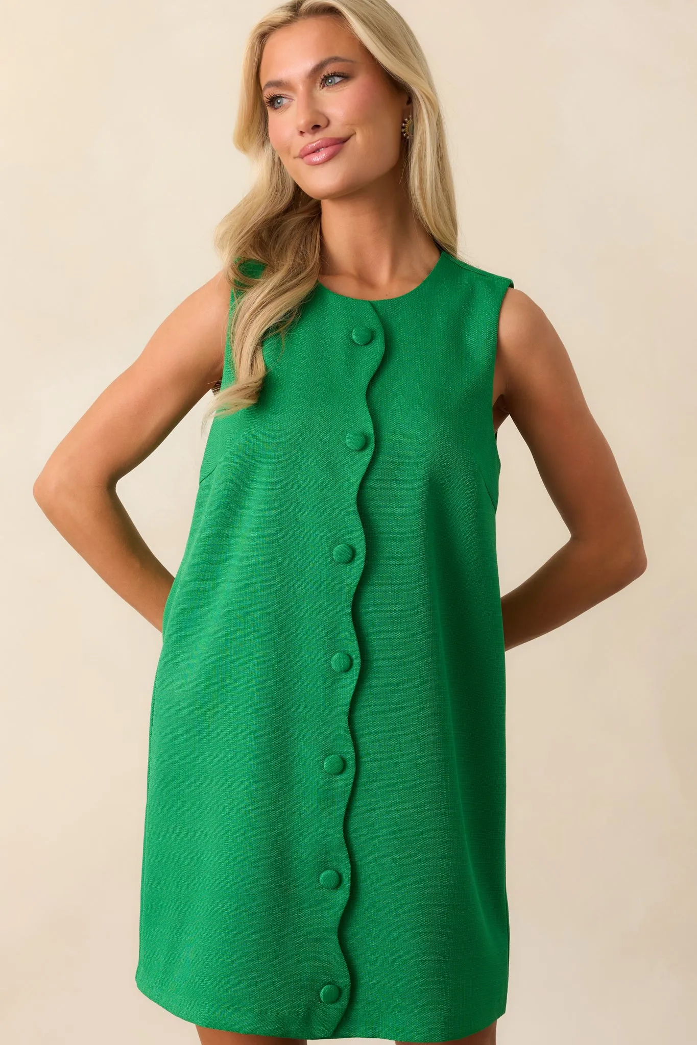 Tate Grass Green Scallop Mini Dress