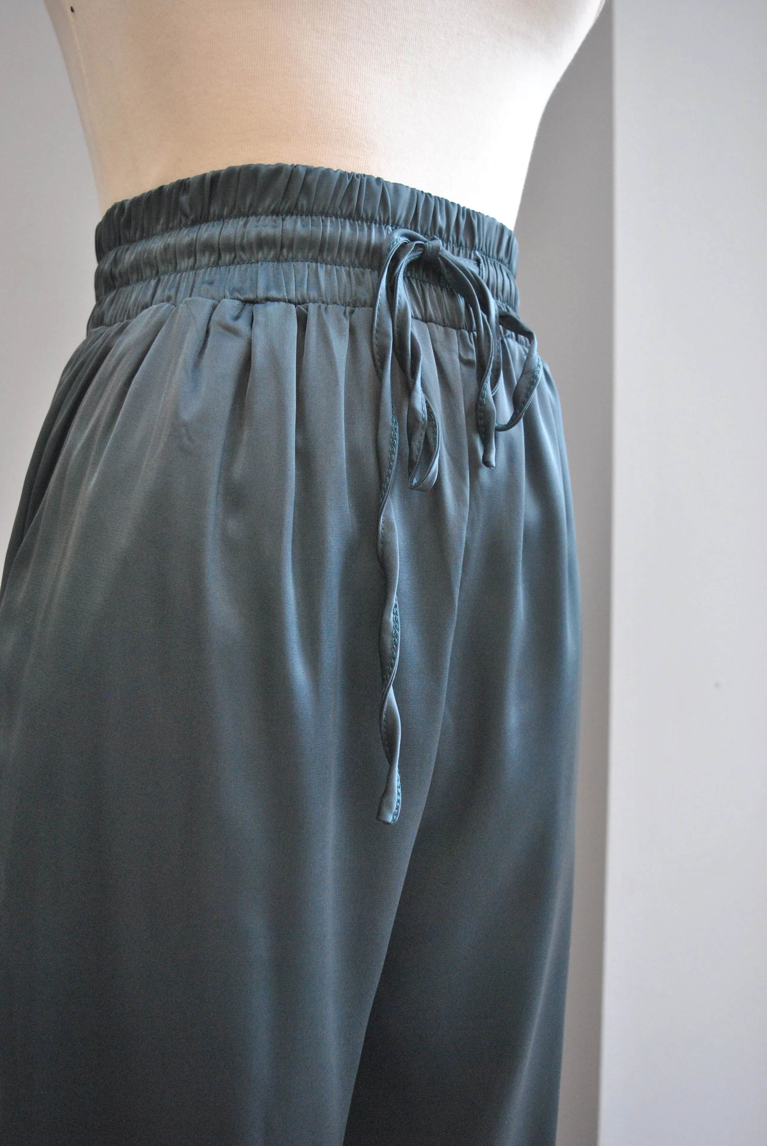 TEAL BLUE SILKY JOGGERS WITH SIDE POCKETS