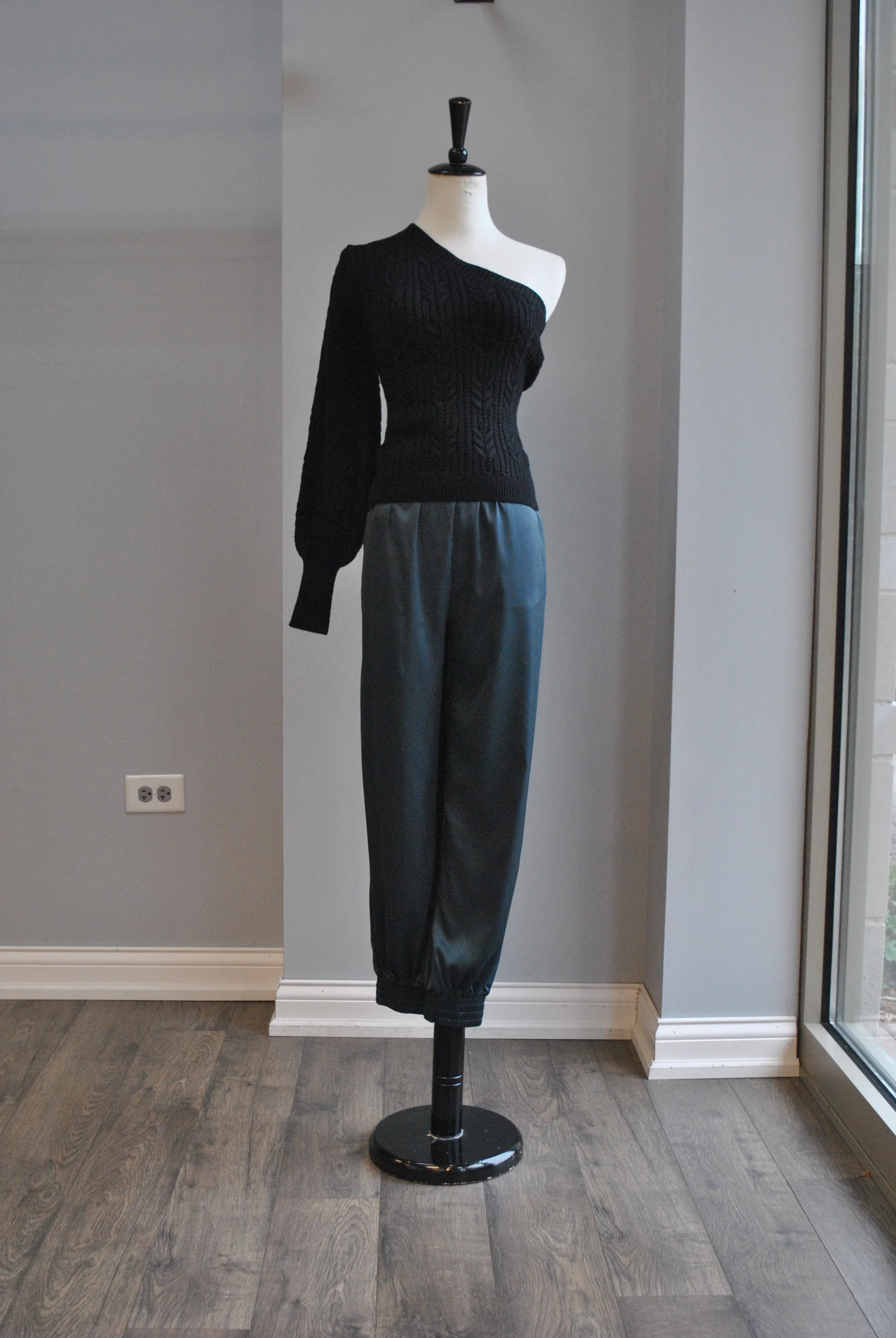 TEAL BLUE SILKY JOGGERS WITH SIDE POCKETS