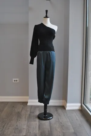 TEAL BLUE SILKY JOGGERS WITH SIDE POCKETS