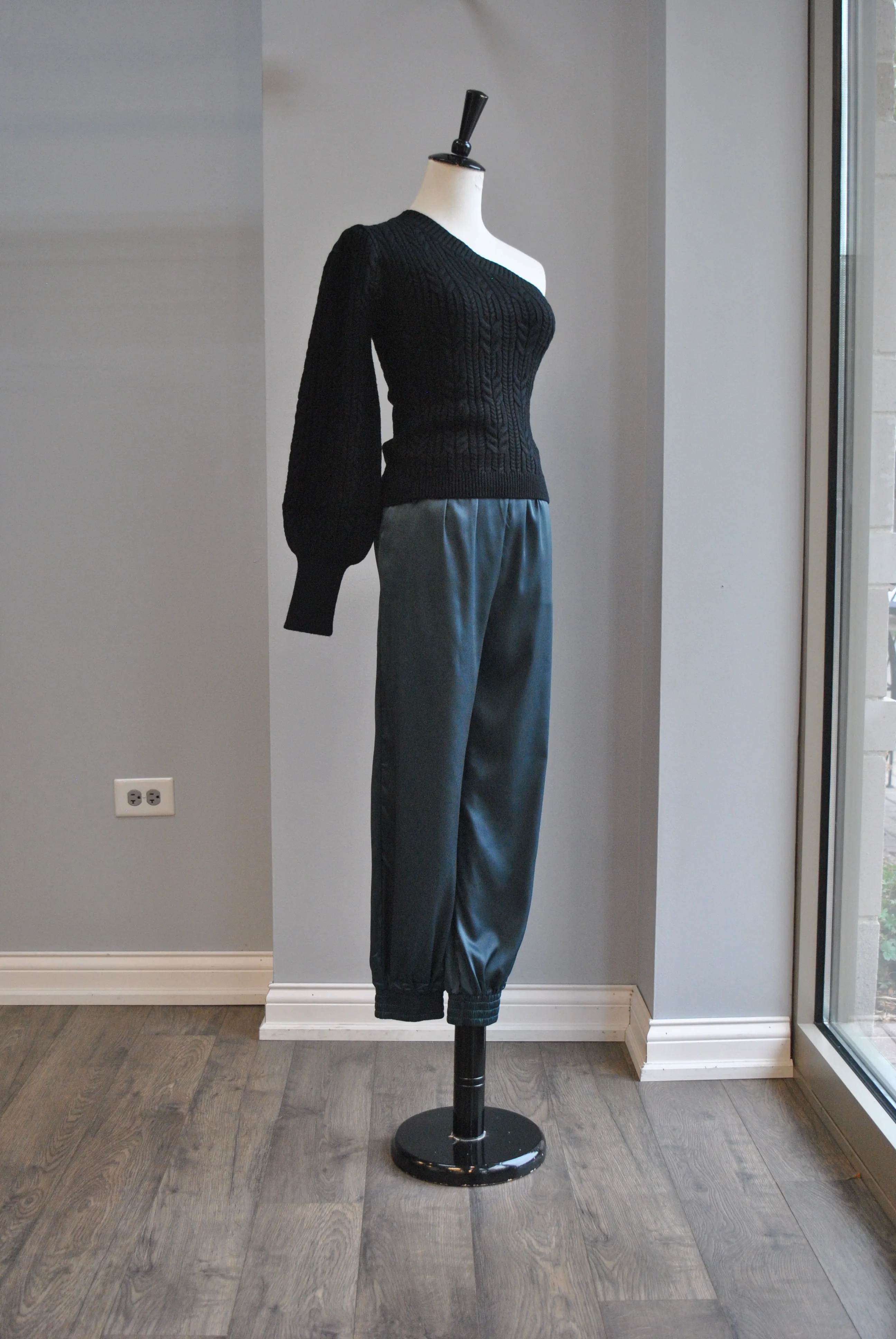 TEAL BLUE SILKY JOGGERS WITH SIDE POCKETS