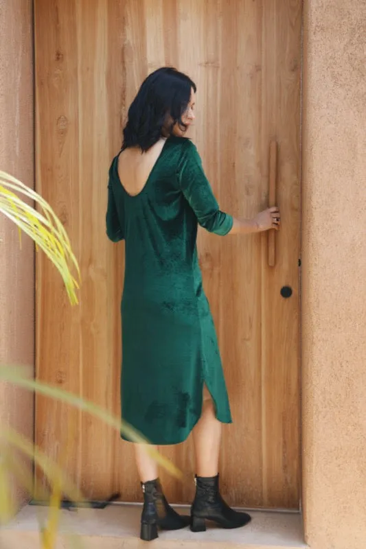 Teddie Velour Dress - Wicked Green Velvet