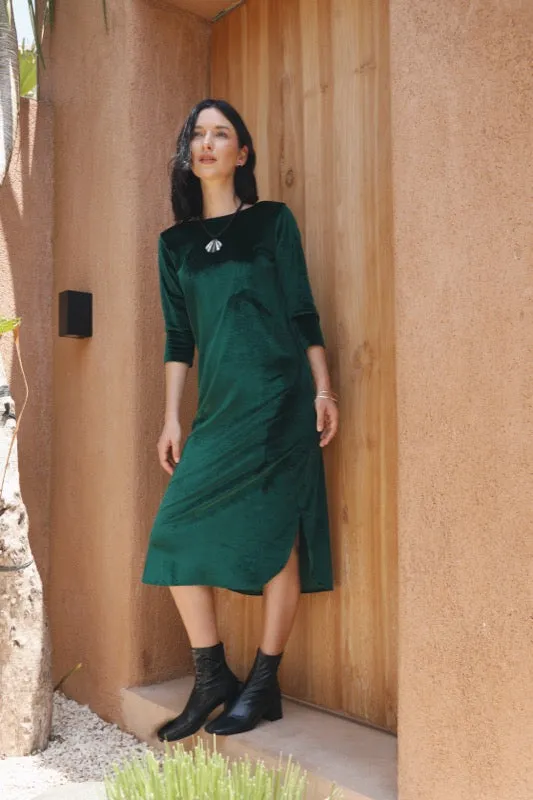Teddie Velour Dress - Wicked Green Velvet