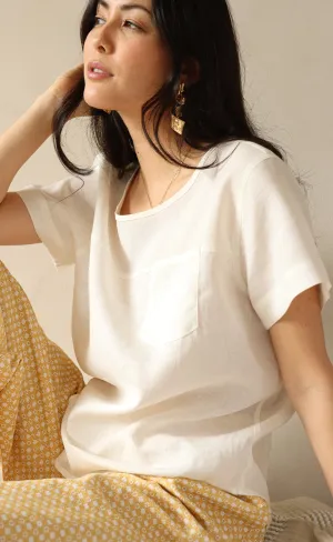 The Friend - Woven Tee - Cream 100% Linen