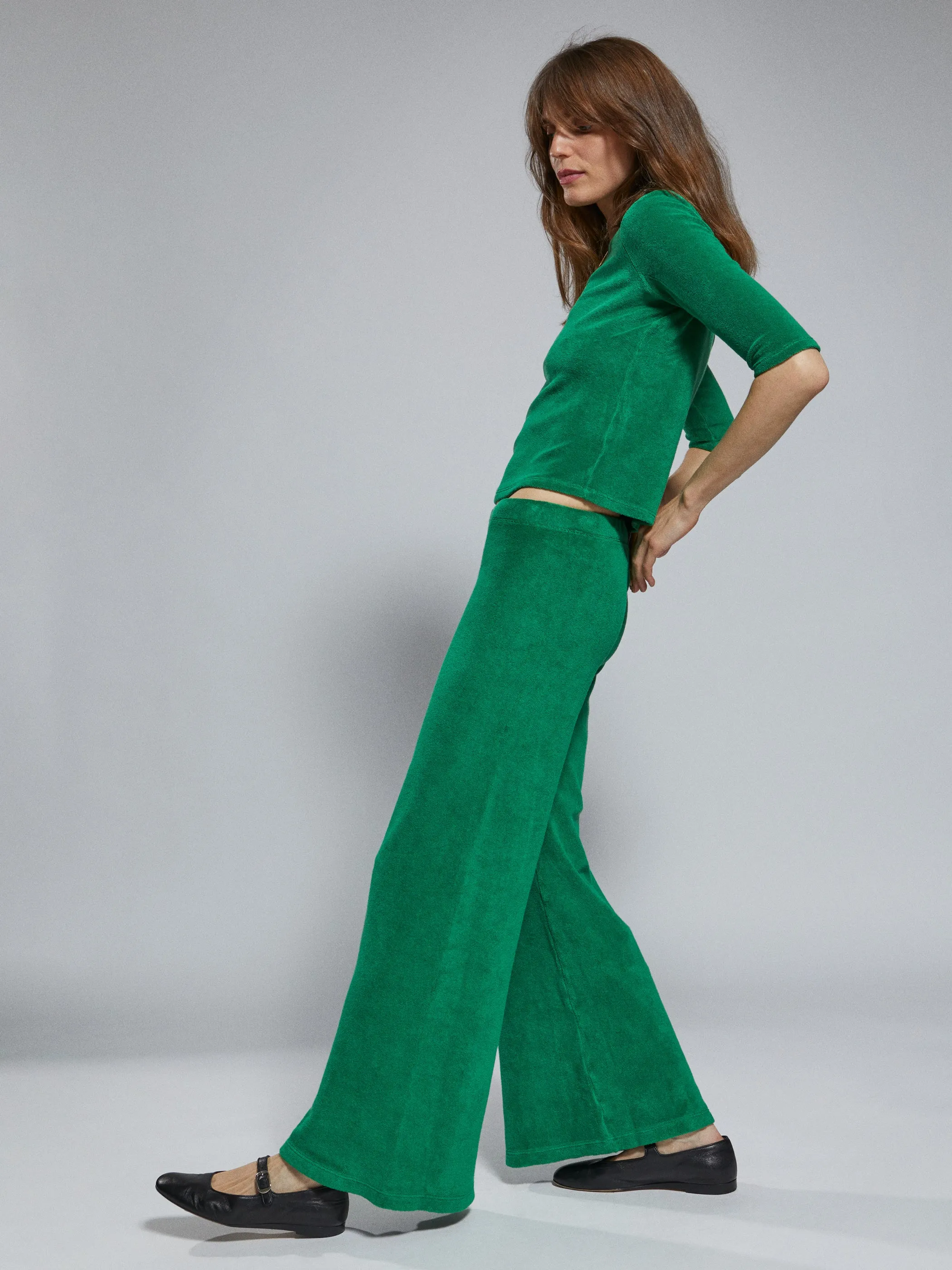The Lito Low Rise Flare Pants in Terry