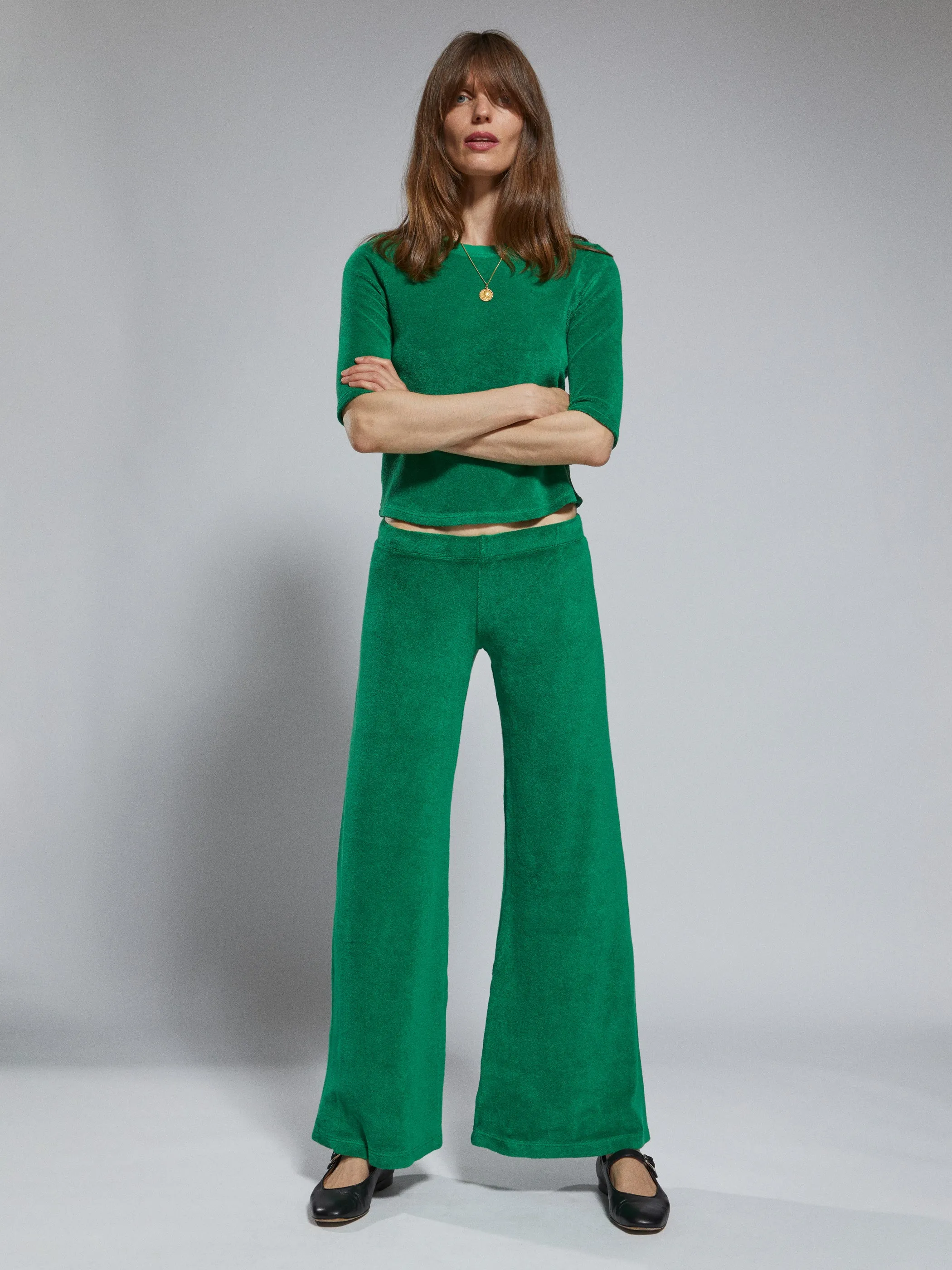 The Lito Low Rise Flare Pants in Terry