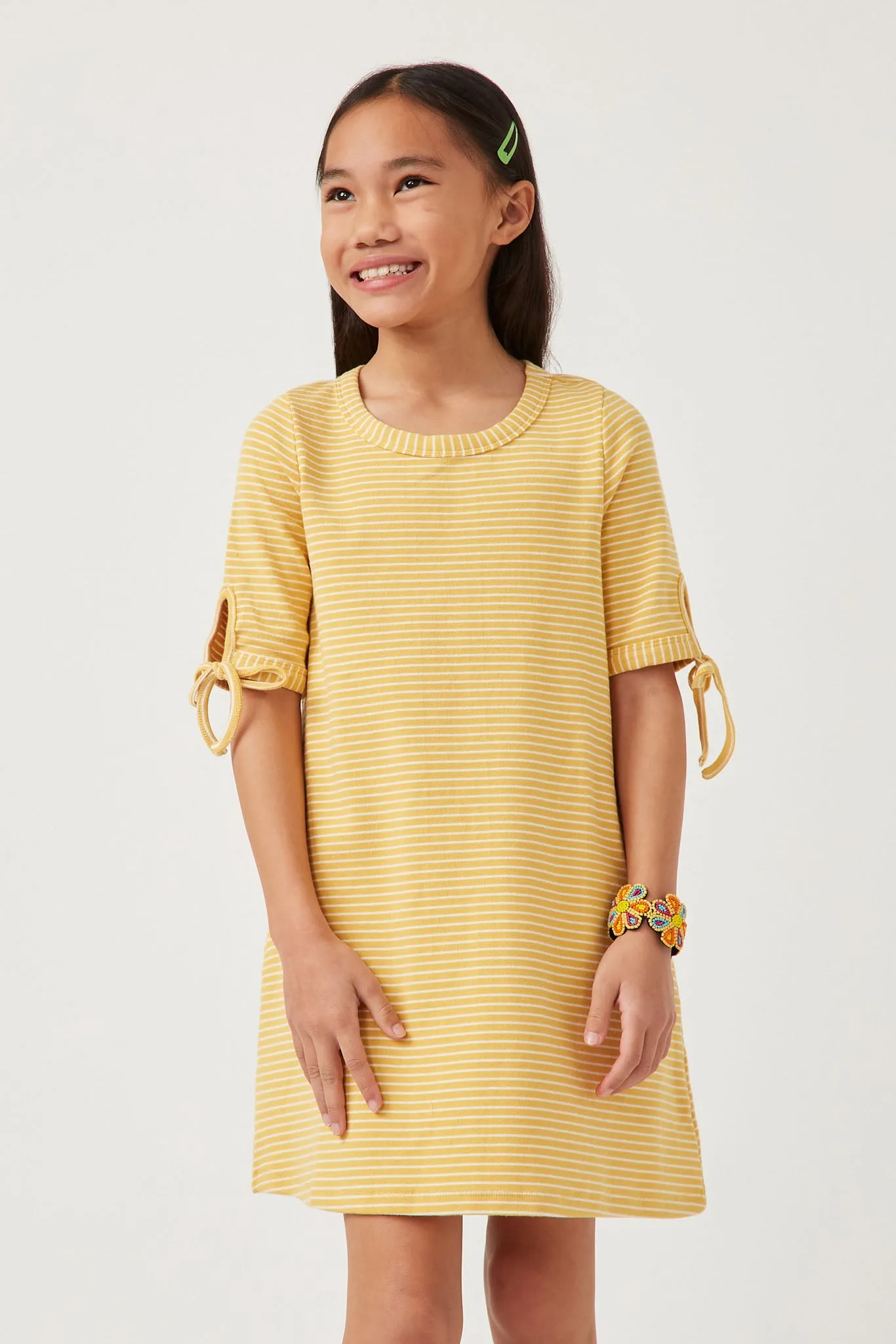 Tie Sleeve Striped Dress