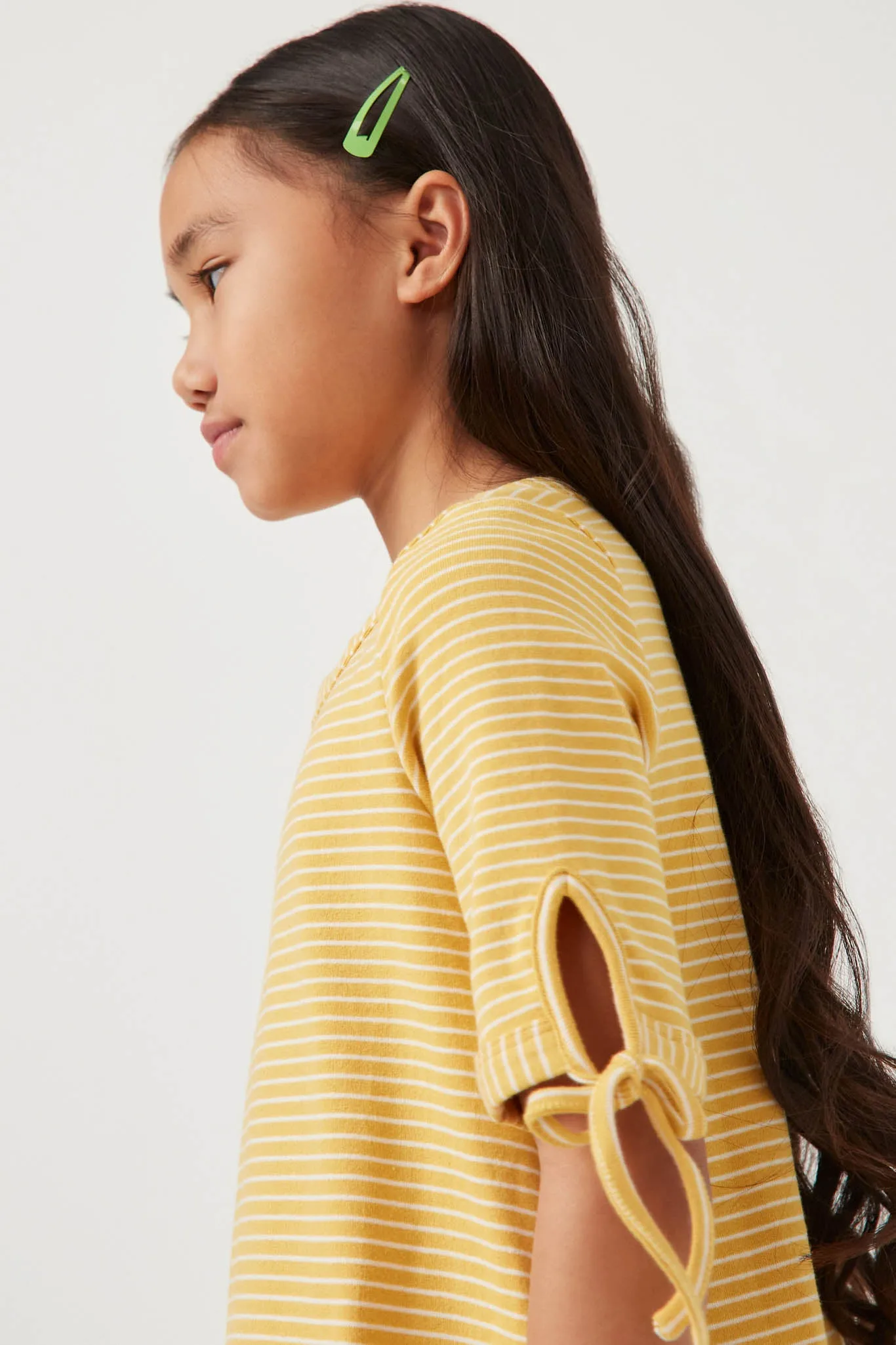 Tie Sleeve Striped Dress