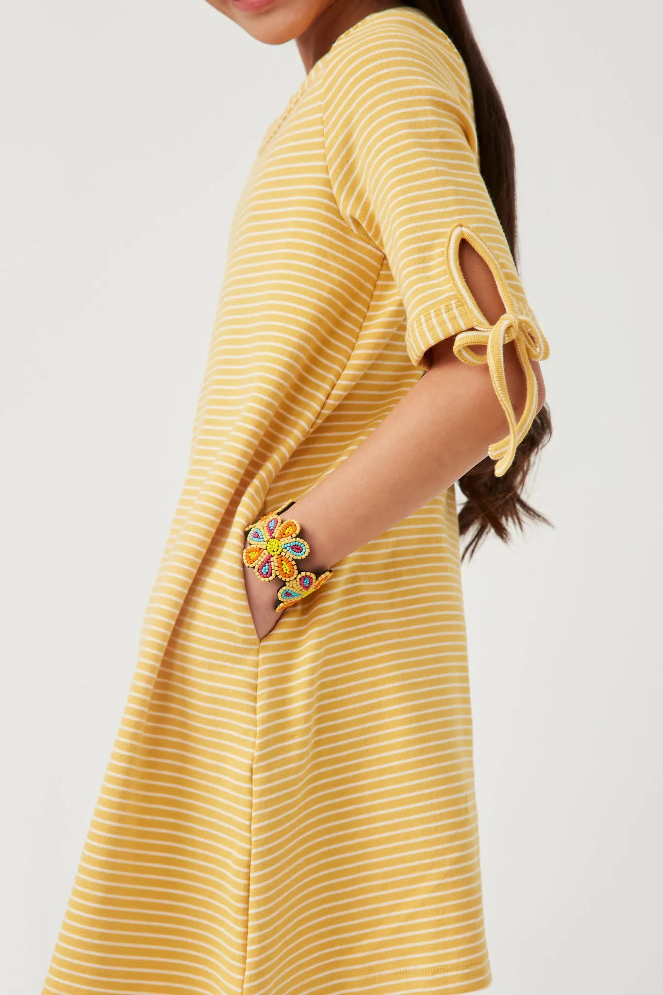 Tie Sleeve Striped Dress