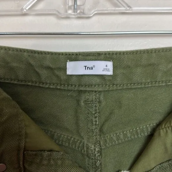 TNA Aritzia Greenwich High Rise Carpenter Cotton Twill Pants in Fatigue Khaki