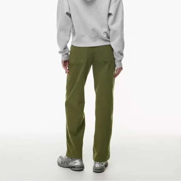 TNA Aritzia Greenwich High Rise Carpenter Cotton Twill Pants in Fatigue Khaki