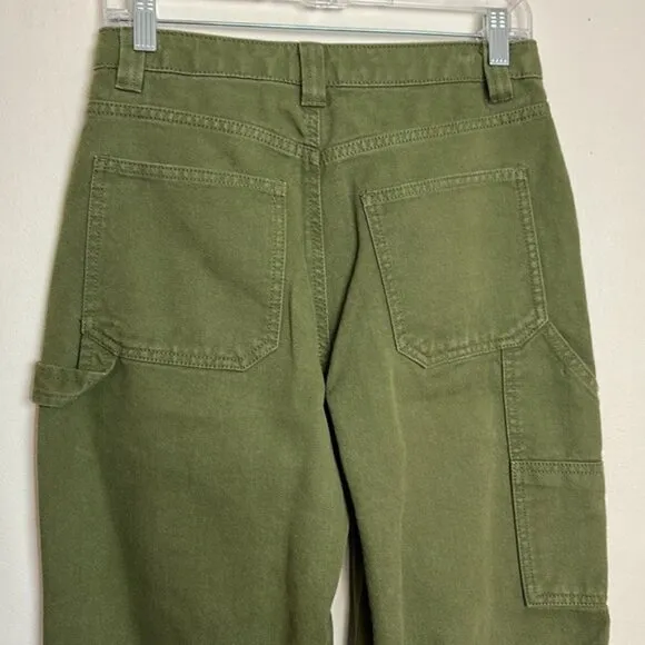 TNA Aritzia Greenwich High Rise Carpenter Cotton Twill Pants in Fatigue Khaki