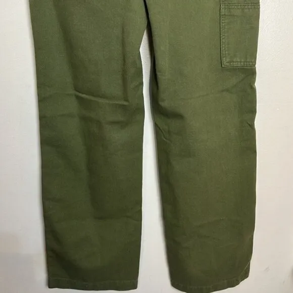 TNA Aritzia Greenwich High Rise Carpenter Cotton Twill Pants in Fatigue Khaki