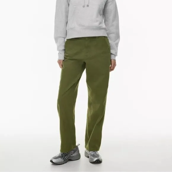 TNA Aritzia Greenwich High Rise Carpenter Cotton Twill Pants in Fatigue Khaki