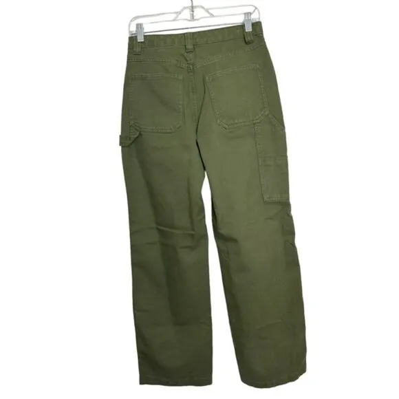 TNA Aritzia Greenwich High Rise Carpenter Cotton Twill Pants in Fatigue Khaki