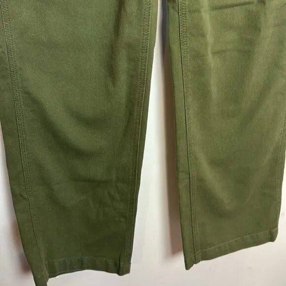 TNA Aritzia Greenwich High Rise Carpenter Cotton Twill Pants in Fatigue Khaki