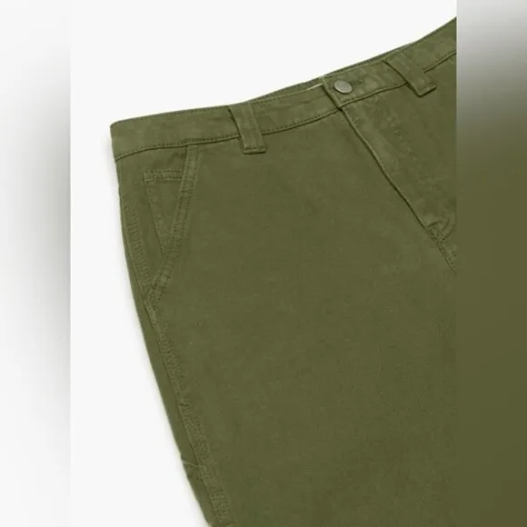 TNA Aritzia Greenwich High Rise Carpenter Cotton Twill Pants in Fatigue Khaki