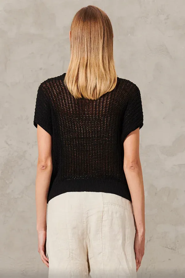 Transit Black Knit Cropped Top