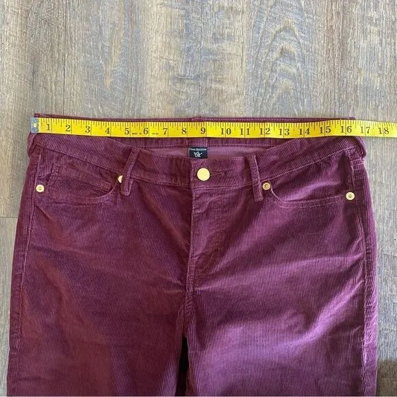 True Religion Corduroy Pants 31 Waist Wine Burgundy Cords Stretchy