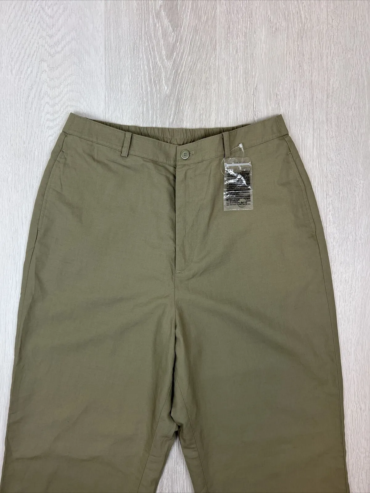 Uniqlo Womens Khaki Relaxed Fit Linen Blend Pants Size Large (NWOT)