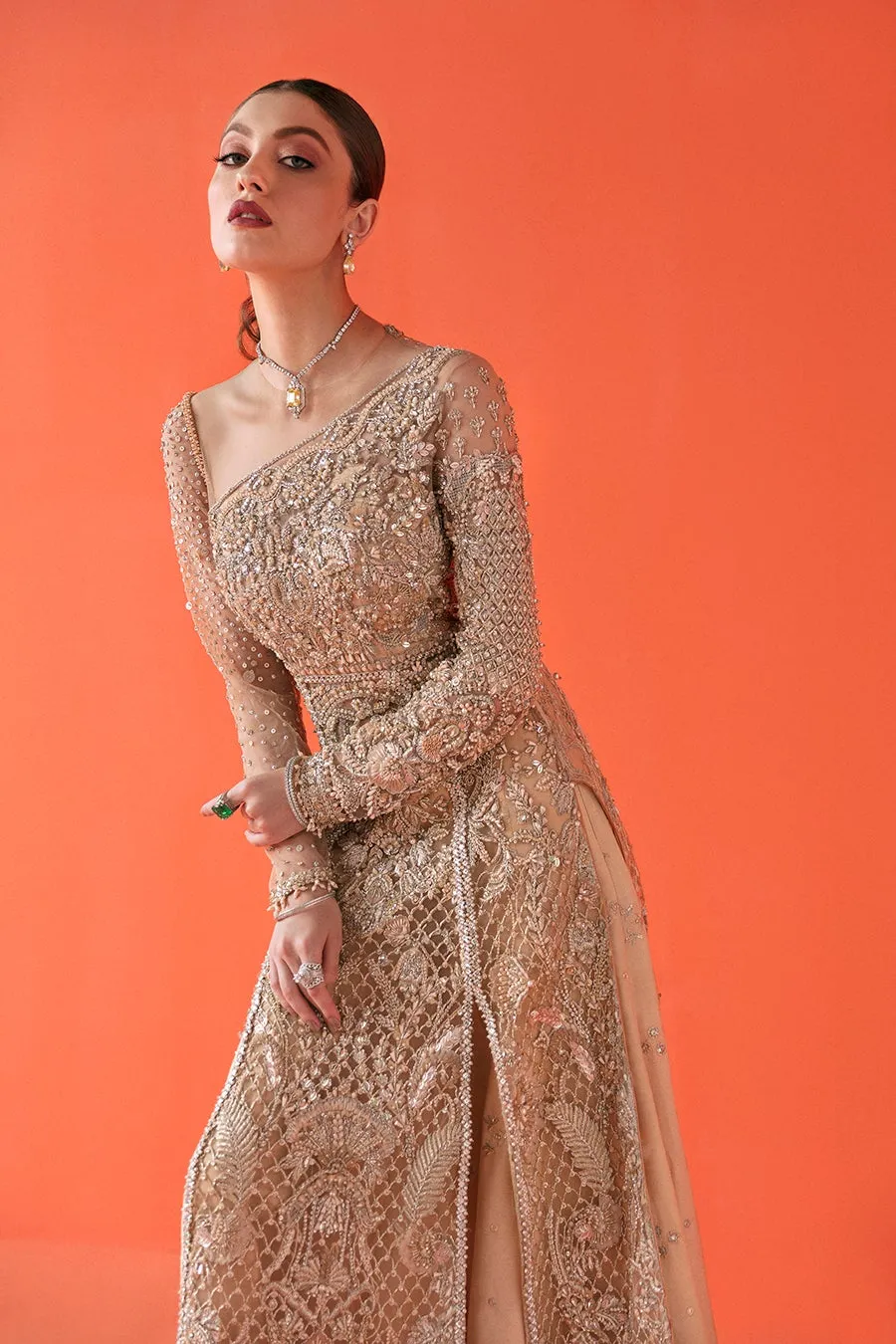Unique Indian Bridal Golden Skirt Lehenga Dress #BN1178