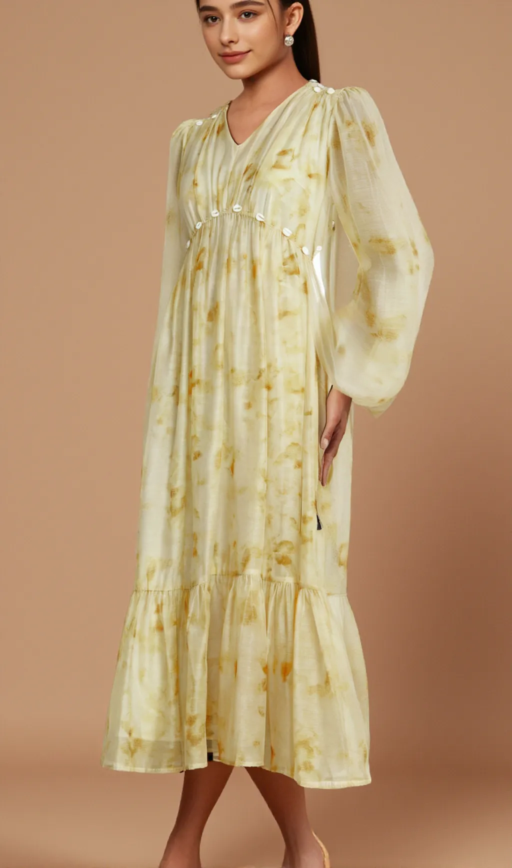 Vanessa shell-embellished tie-dye midi dress