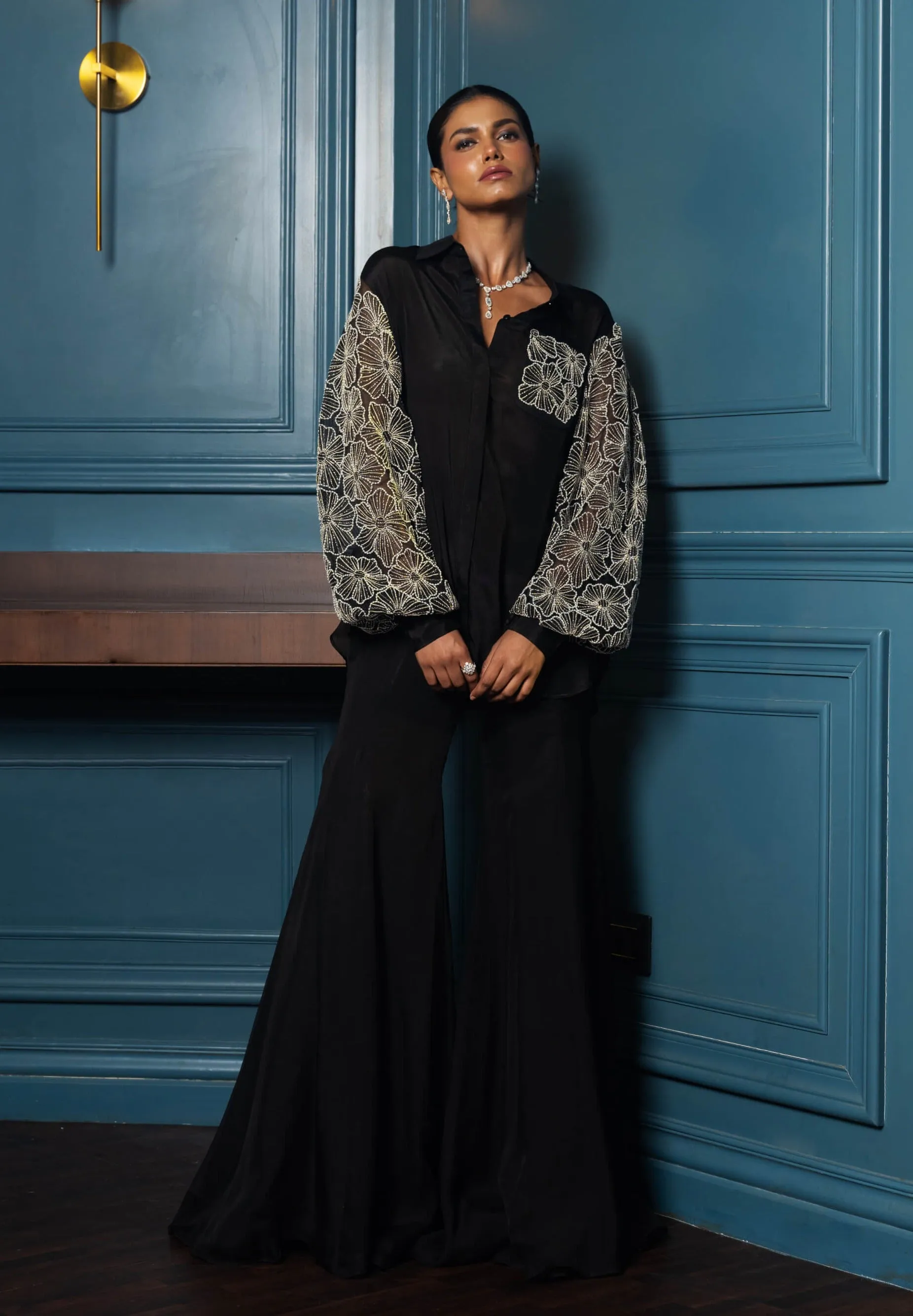 Verena black shirt and flared pants