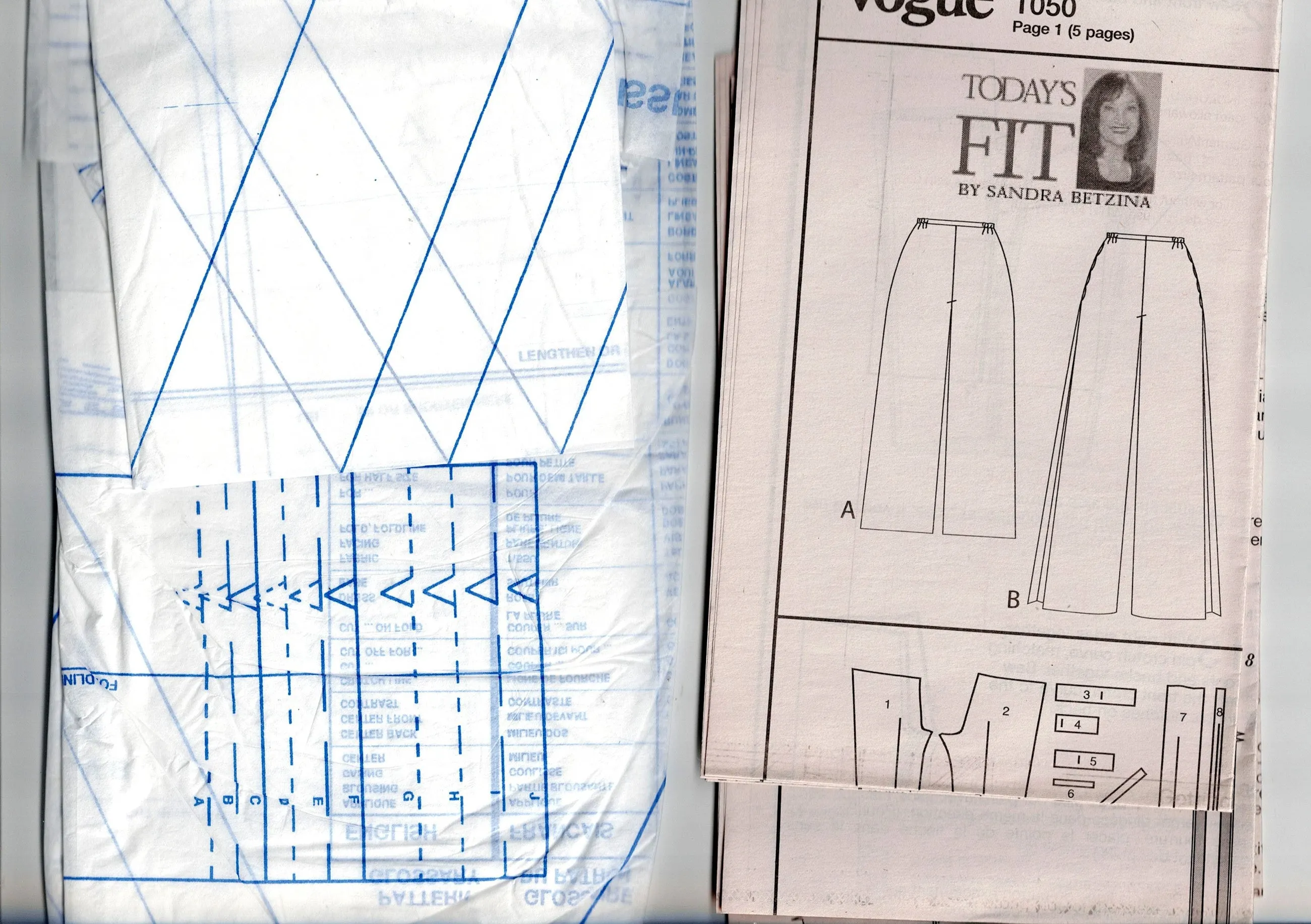 Vogue 1050 Today's Fit SANDRA BETZINA Womens Casual Pants with Optional Side Contrast Underlay Out Of Print Sewing Pattern ALL SIZES UNCUT Factory Folded