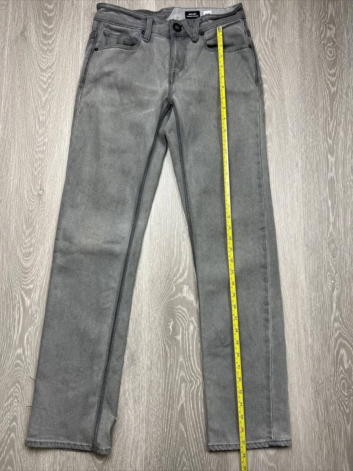 Volcom Brand Jeans Mens Grey Solver Modern Straight Jeans Size 28