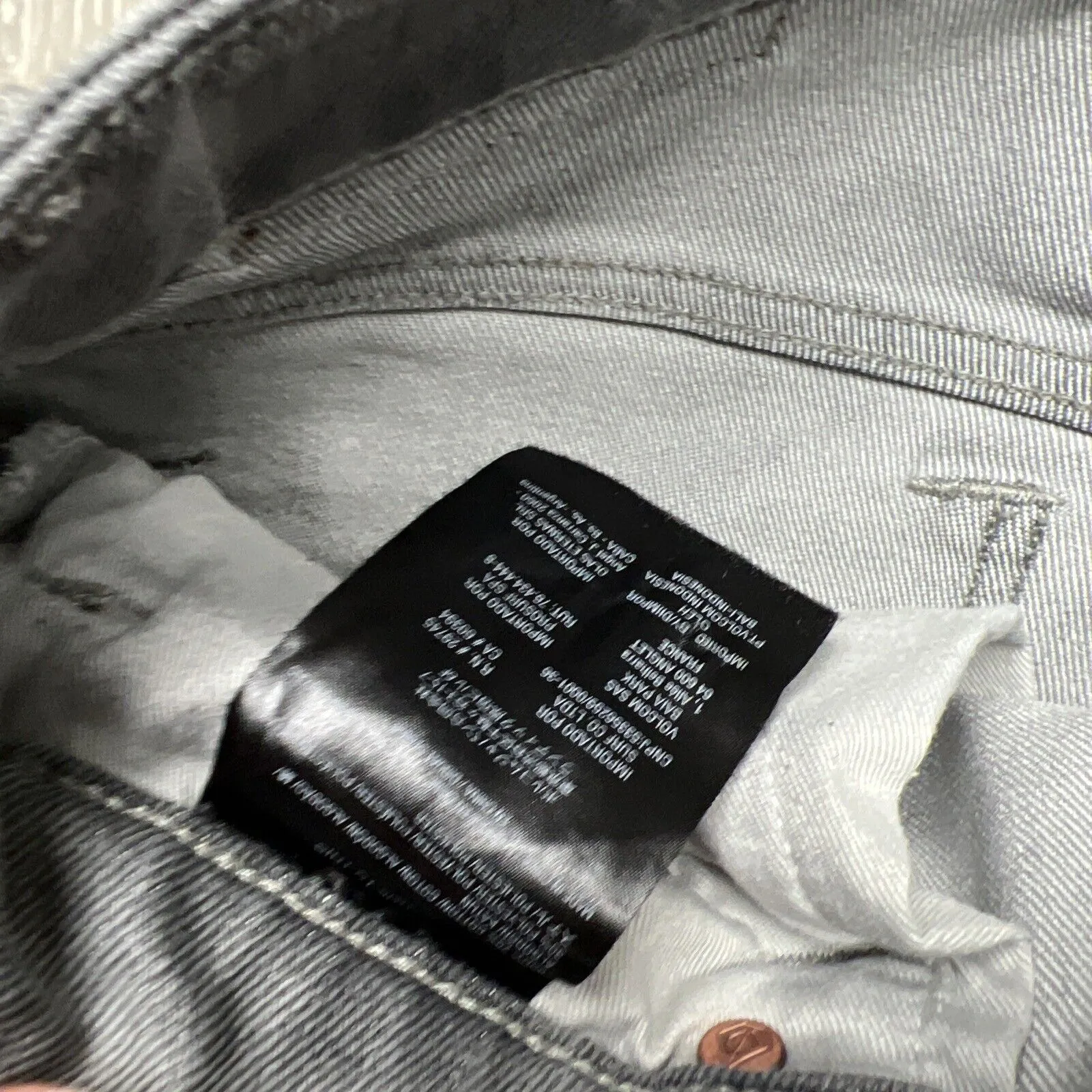Volcom Brand Jeans Mens Grey Solver Modern Straight Jeans Size 28