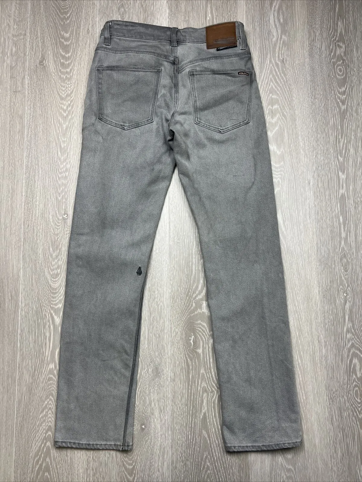 Volcom Brand Jeans Mens Grey Solver Modern Straight Jeans Size 28
