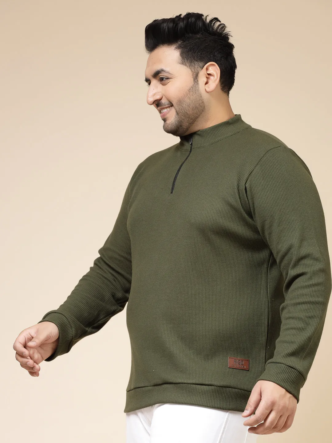 Waffle Henley Zip Tee for Men
